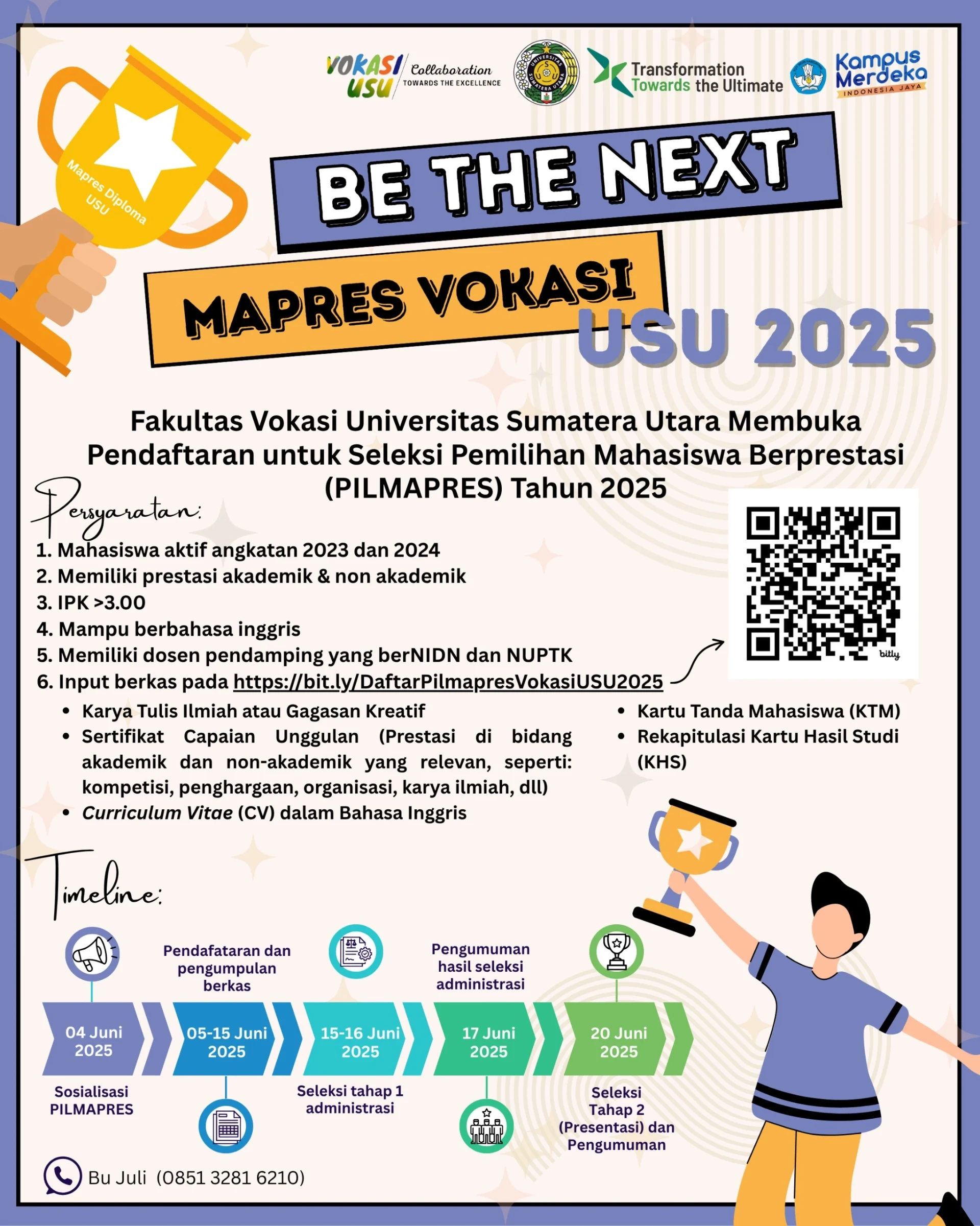 The Faculty of Vocational Education Universitas Sumatera Utara (USU) Opens the 2025 Selection of Outstanding Students (PILMAPRES)